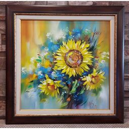 Слънчеви цветя - картина маслена живопис - код 10435