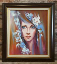 Картина Момиче с бели цветя 1028