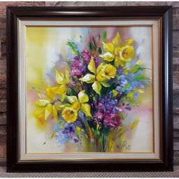 Пролетни цветя - живопис маслени бои - код 10395