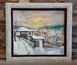Зимно утро - картина - пейзаж живопис 1080