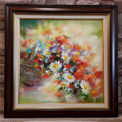 Картина живопис Кошничка с цветя - код 10526
