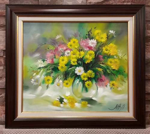 Жълти полски цветя - маслена живопис 109