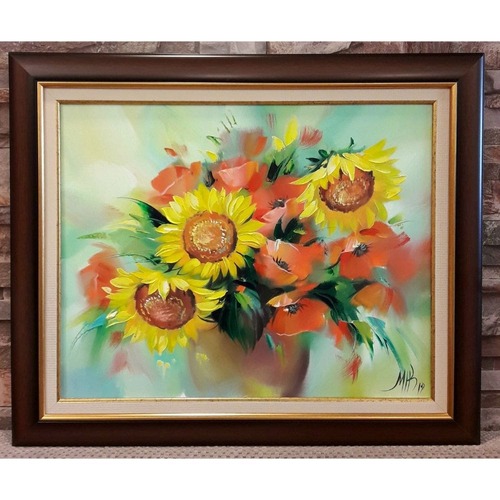 Слънчеви цветя - маслена картина живопис - код 10230