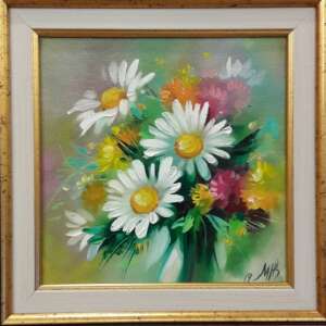 Маргаритки - миниатюра живопис - код 10282